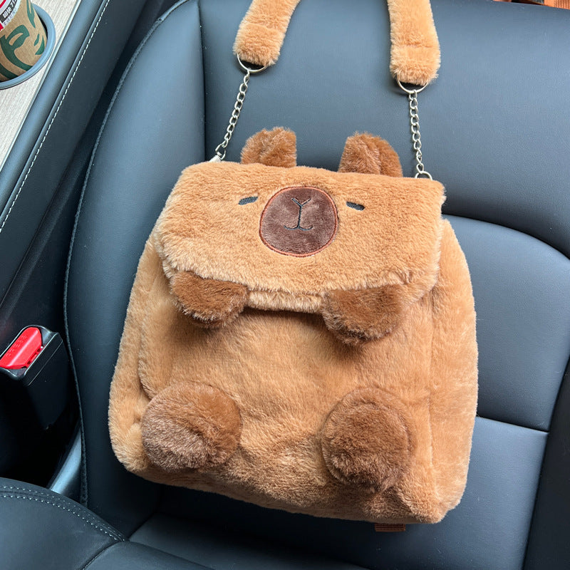 Creative Cute Cartoon Capybara Plush Female Backpacks