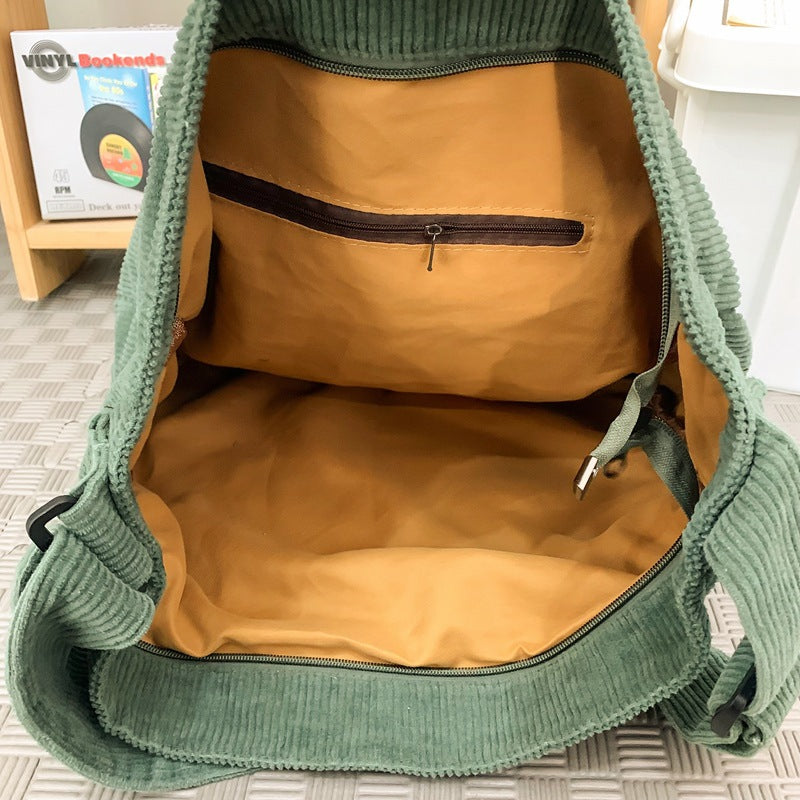 Style Large Capacity Corduroy Idle College Women's Messenger Bag