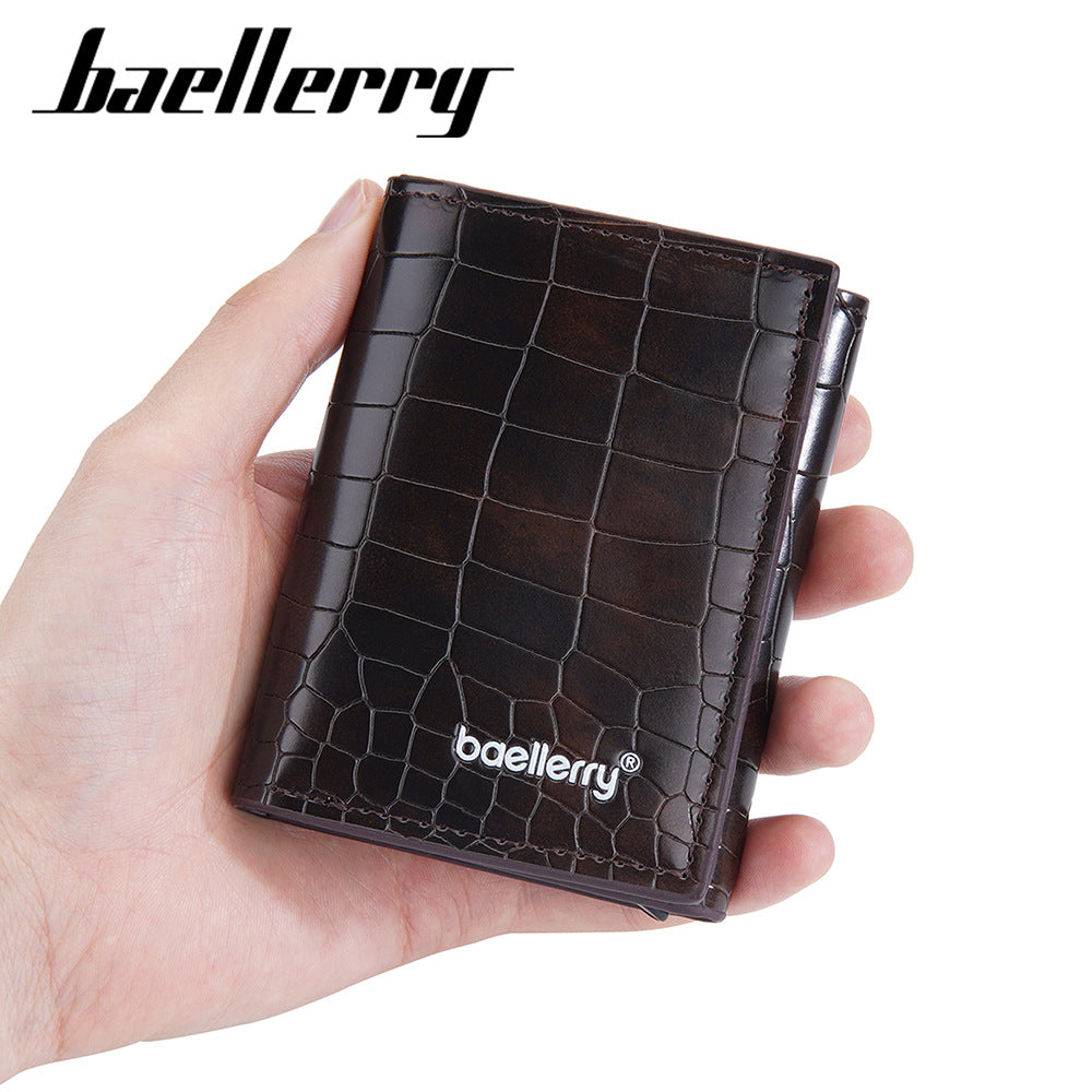 Men's Pattern Tri Fold Metal Aluminum Box Card Holder