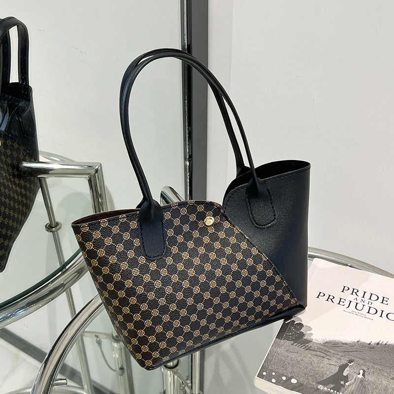 Women's Contrast Stitching Hand Holding Single Handbags