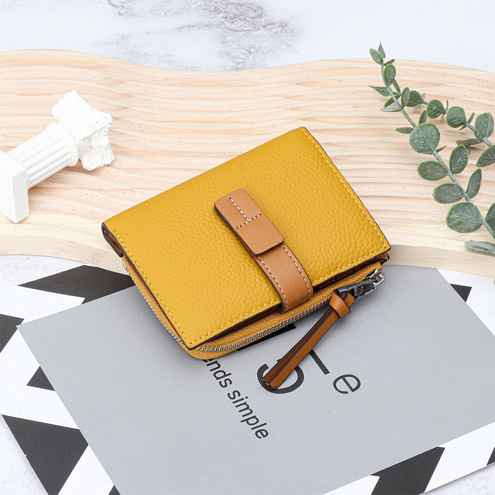 Women's Leather Short Fashion Color Contrast Thin Ladies Wallet