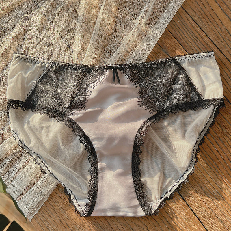 Women's Satin Sexy Lace Underwear Hot Mesh Breathable Panties