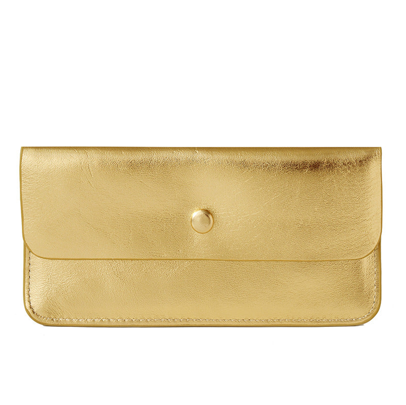 Women's Envelope Yellow Long Cowhide Clutch Leather Bags