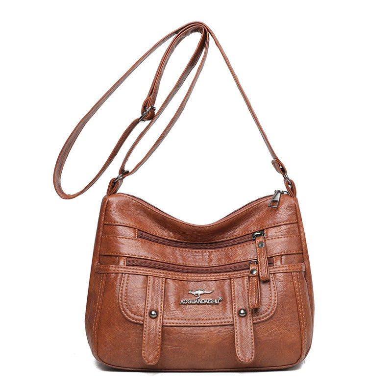 Women's Soft Leather Textured Fashion Large Capacity Shoulder Bags