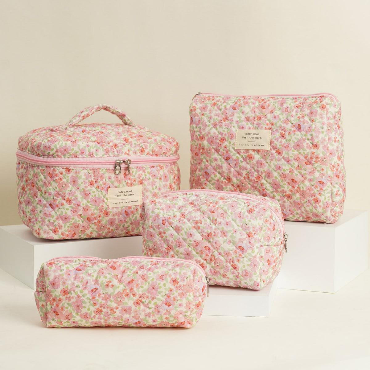 Large Capacity Quilted Floral Storage Portable Bags