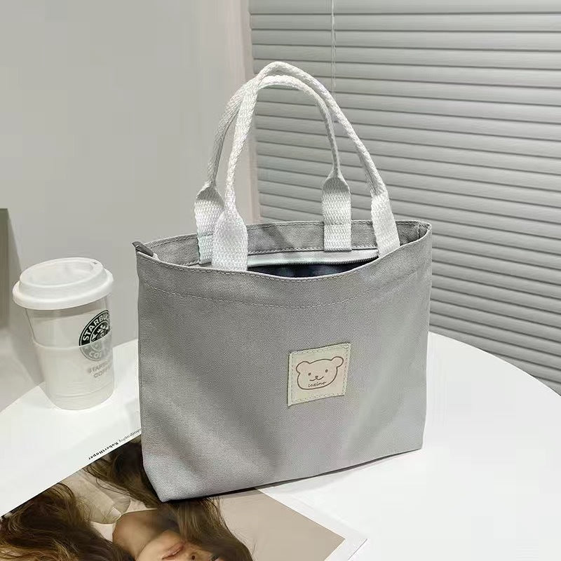 Cute Cloth Label Bear Canvas Shopping Daily Commuting Bags