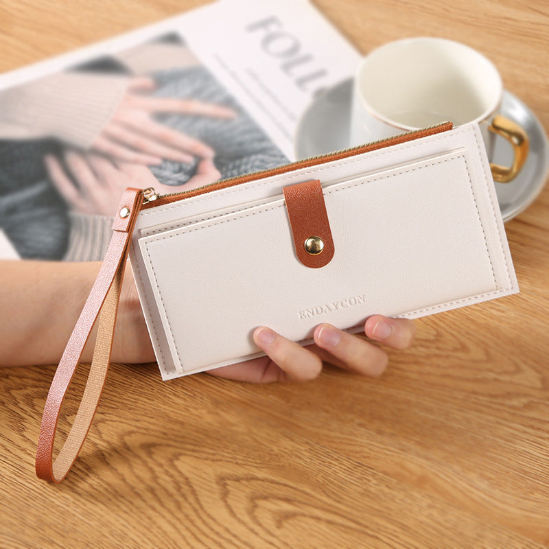 Women's Long Fashion Folding Zipper Hasp Clutch Solid Color Coin Purses