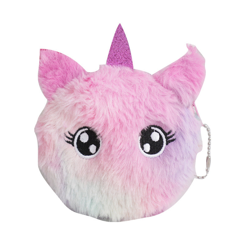 Children's Unicorn Plush Toy Portable Storage Earphone Purses