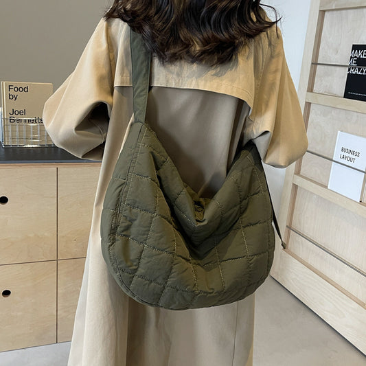 Women's Plaid Fashion Space Cotton Large Capacity Shoulder Bags