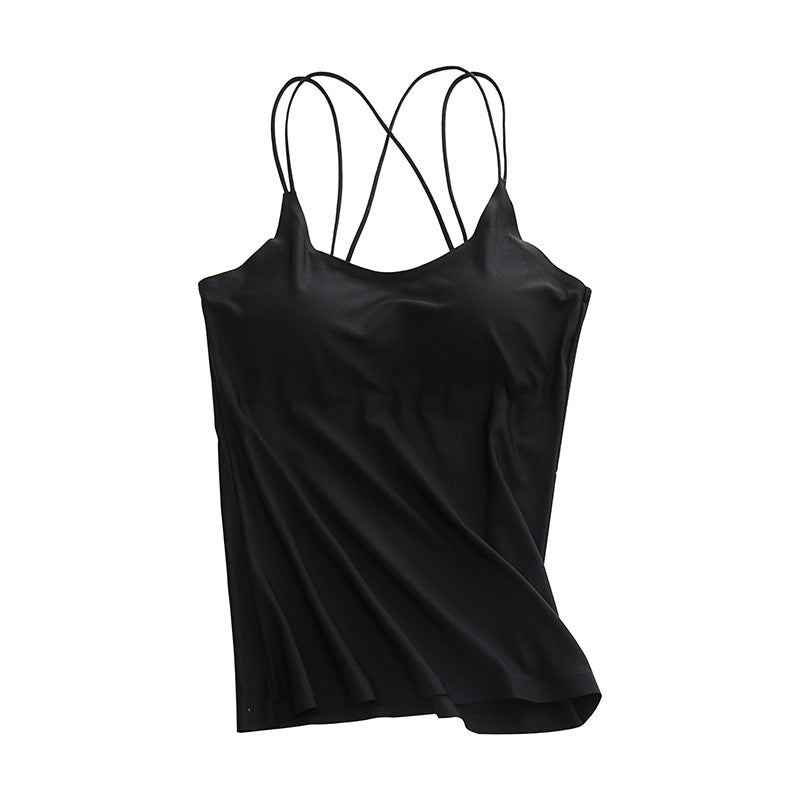 Women's Camisole Korean Thin Breathable Chest Pad Wrapped Seamless Sport Tanks Camis