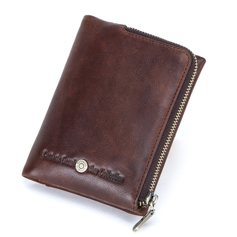 Men's Black Angel Swiping First Layer Cowhide Fashion Men's Wallet