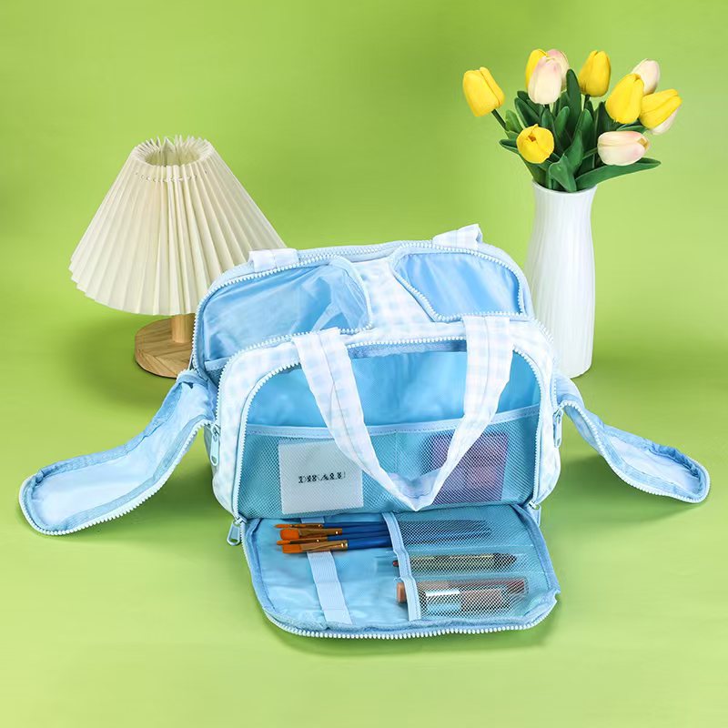 Simple Large Capacity Partition Layered Wash Portable Cosmetic Bags