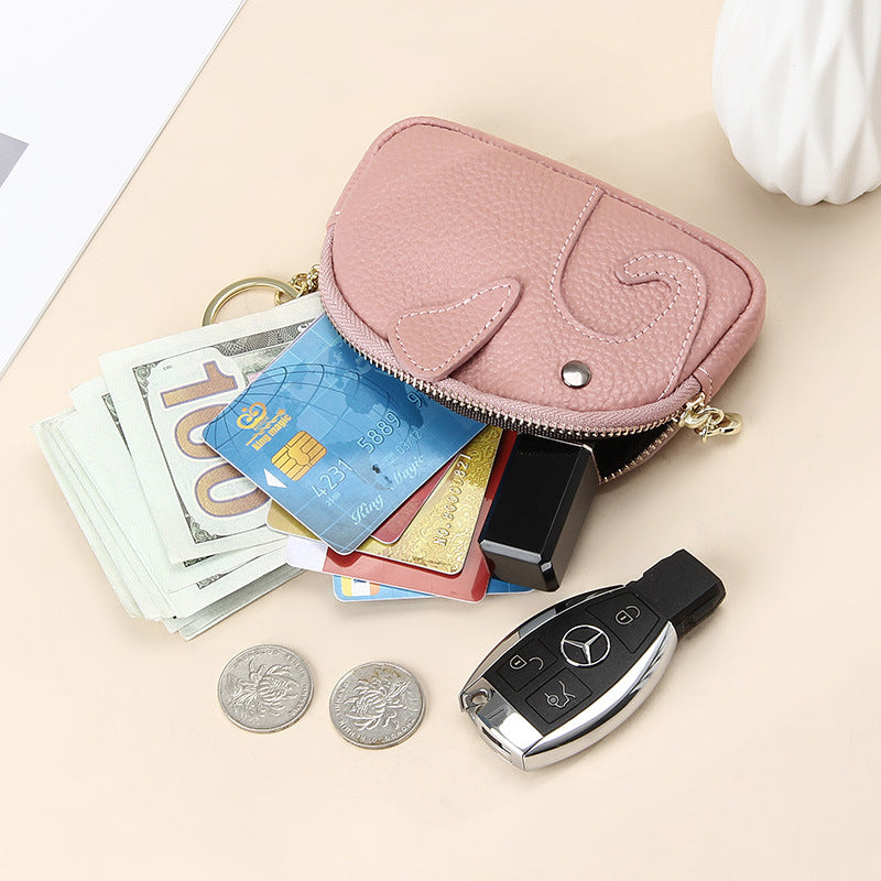 Creative Cute Cartoon Elephant Mini Pocket Genuine Leather Coin Purses
