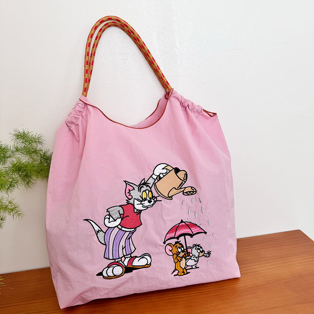 Authorized Embroidered Shopping Female Cartoon Fashion Portable Shoulder Bags