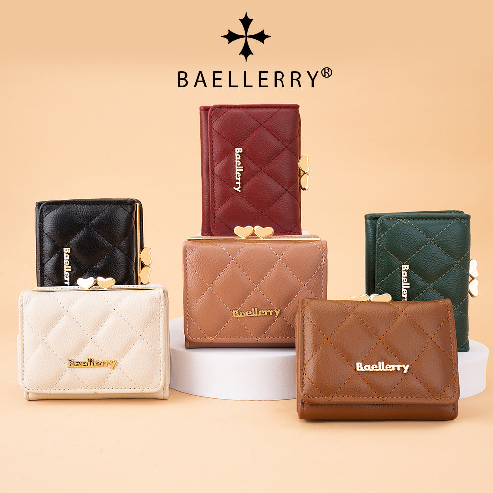 Women's Short Korean Style Fashion Trifold Purses