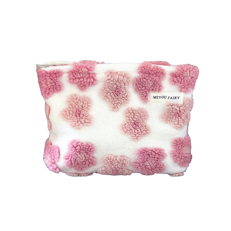 Three-dimensional Pink Flower Storage Wash Liner Large Makeup Bag