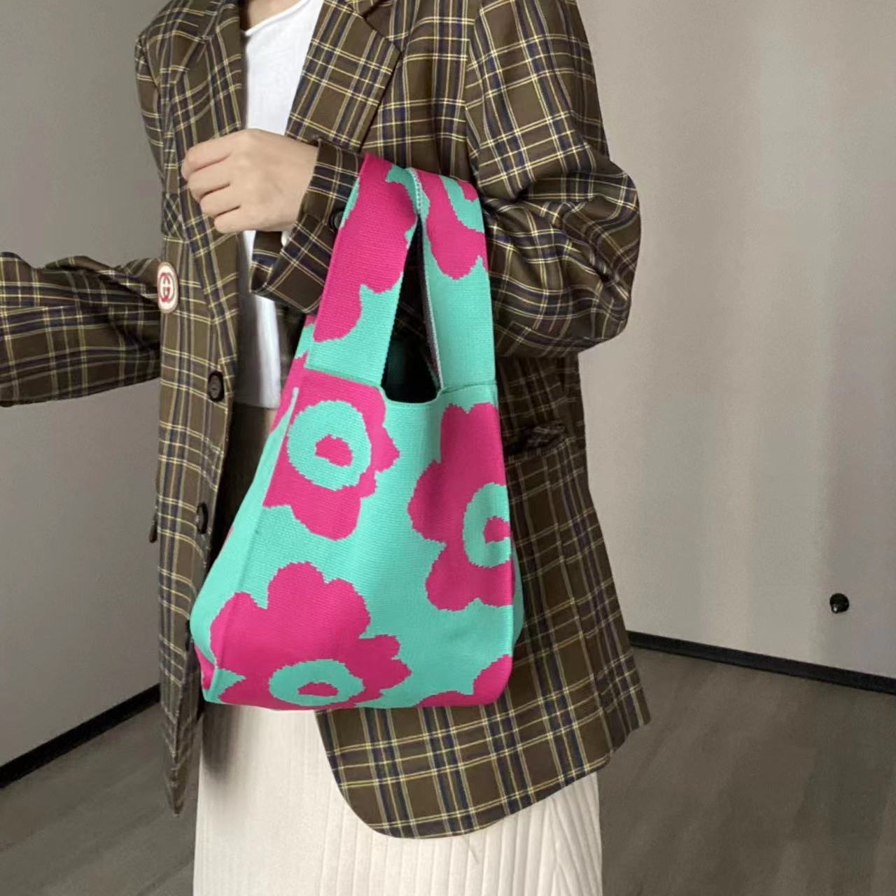 Style Woolen Yarn Fashion Simple Knitted Bags