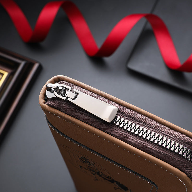 Men's Horse Leather Retro Style Zipper Fashion Short Men's Wallet