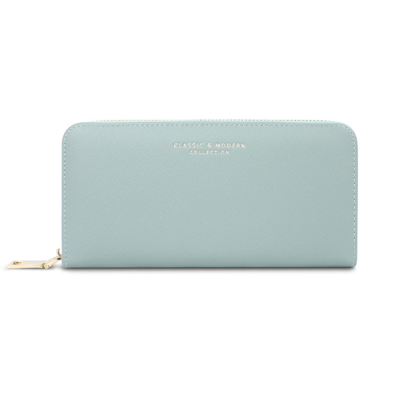 Women's Fashionable Long Cross Pattern Zip Clutch Ladies Wallets