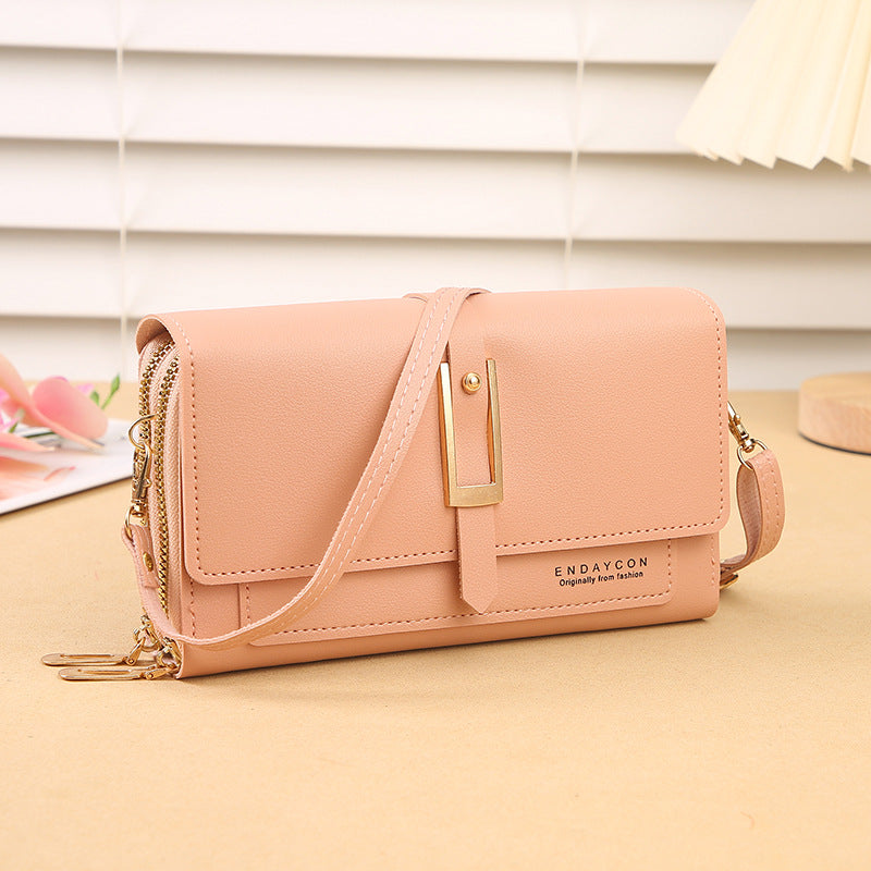 Women's Korean Stylish Versatile Zipper Solid Color Shoulder Bags