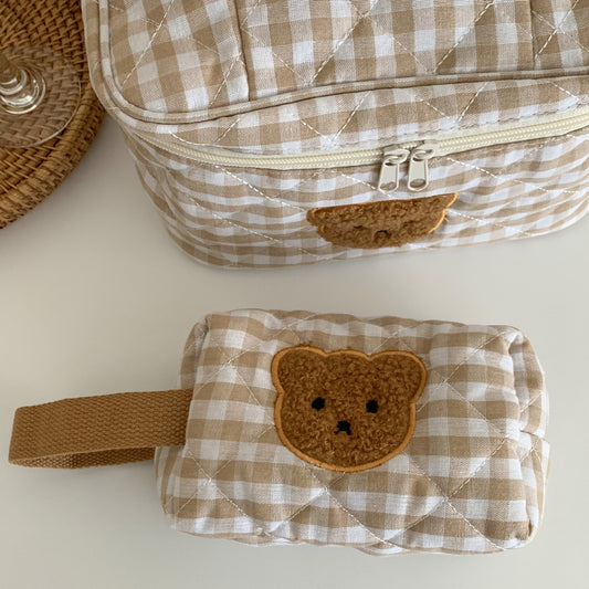 Women's Curly Patch Bear Cute Niche Storage Cosmetic Bags