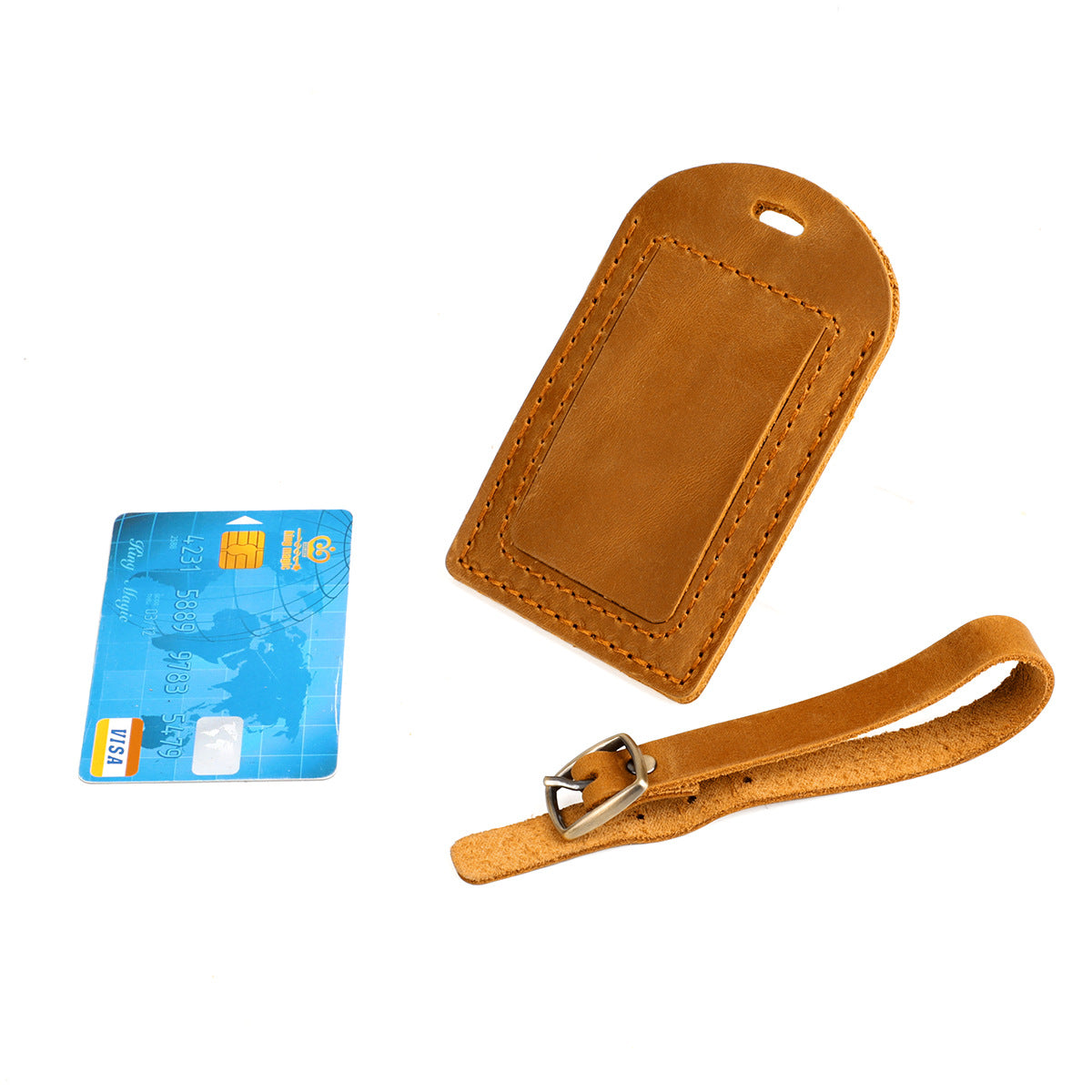 Horse Leather Cover Aircraft Consignment Boarding Pass Card Holder