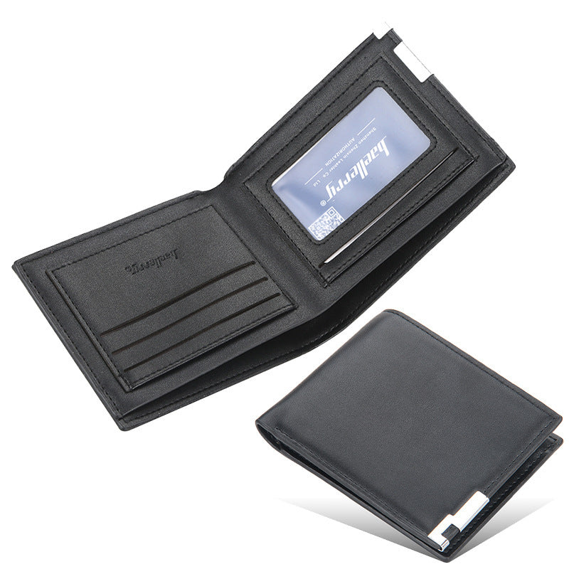 Men's Short Thin Iron Edge Korean Fashion Green Horizontal Card Holder
