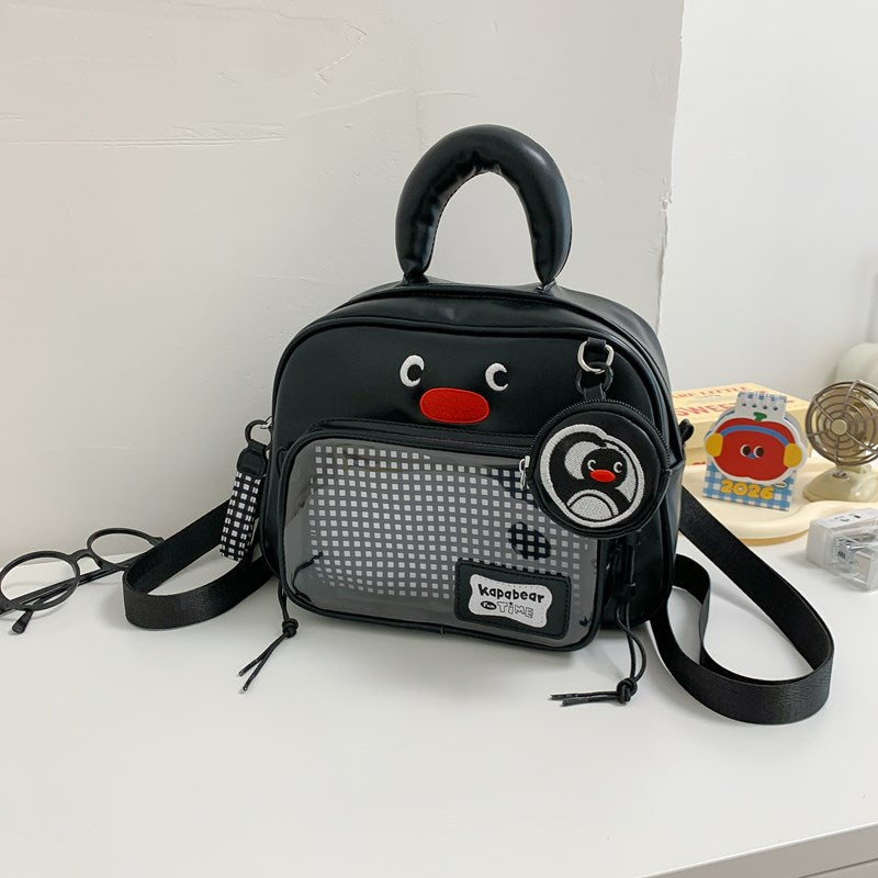 Cartoon Stylish Female Good-looking Korean White Cat Transparent Bags