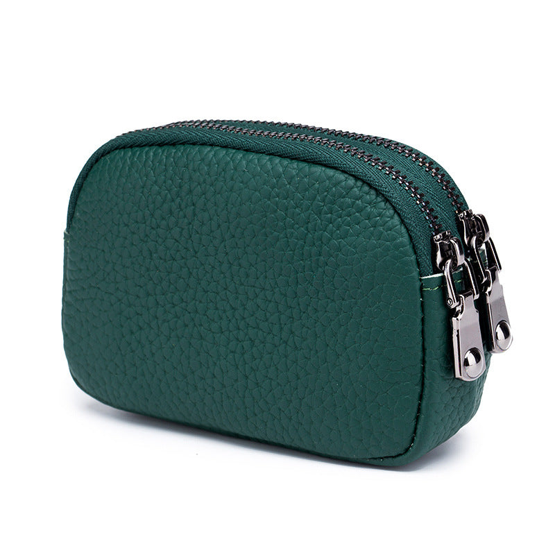 Women's Mini Cute Leather Double Zipper Pocket Bags