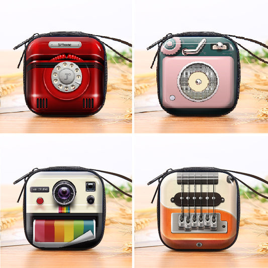 Cartoon Game Machine Tinplate Zipper Earphones Coin Purses