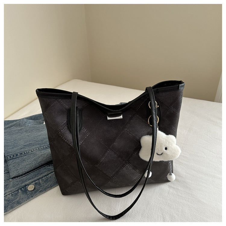 Women's Simple Rhombus Large Capacity Texture Pendant Summer Western Style Women's Shoulder Bag