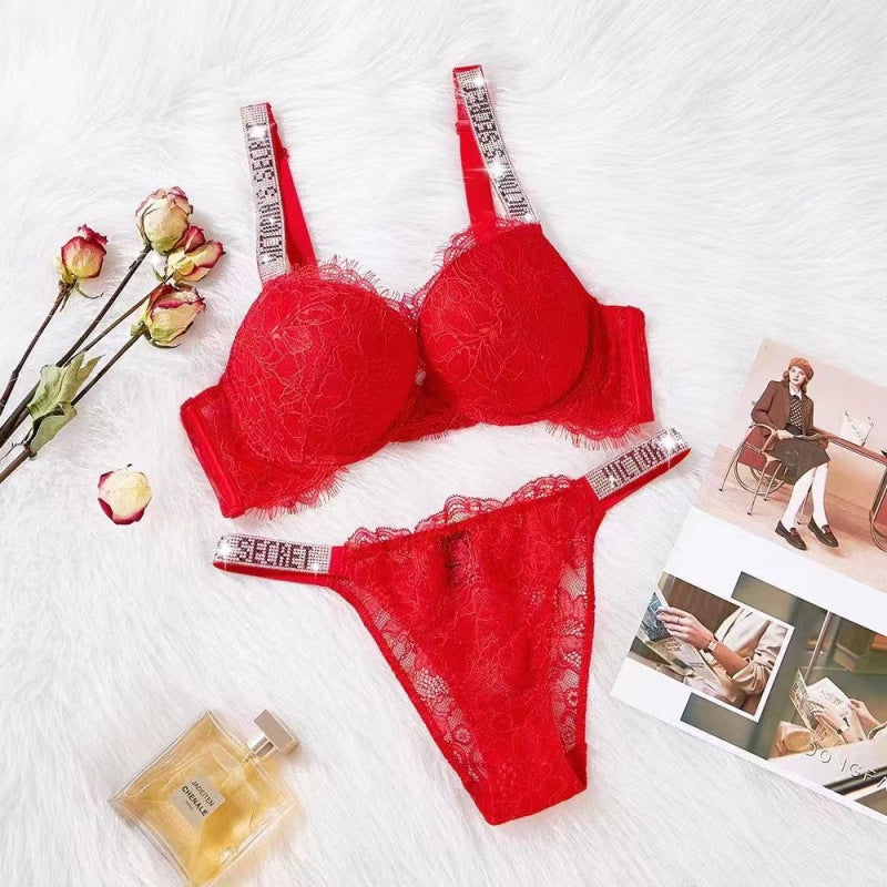 Women's Sexy Lace Rhinestone Pants Suit Underwear Bras