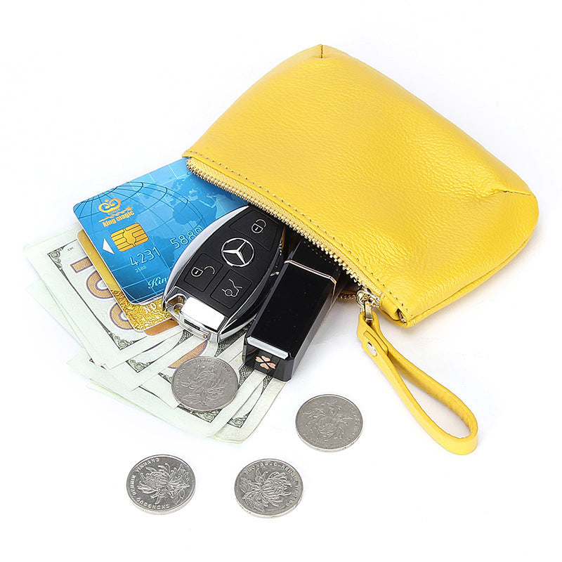 Women's First Layer Soft Cowhide Zipper Simple Pocket Coin Purses