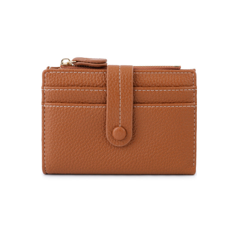 Women's Swiping Multiple Slots Short Lychee Pattern Ladies Wallet