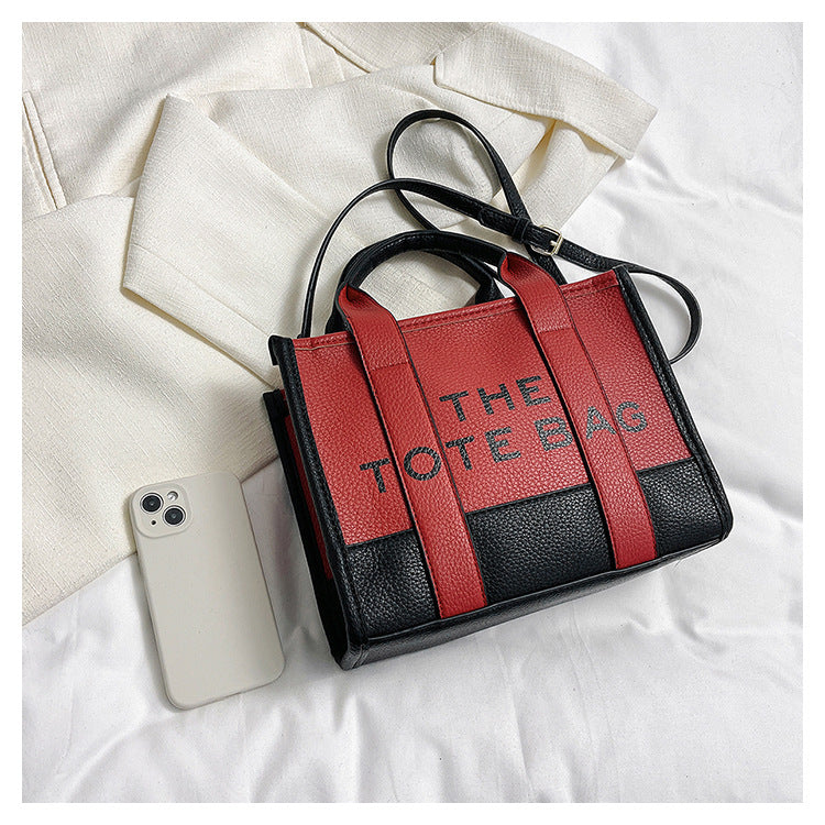 Women's Fashion Stitching Contrast Color Portable High Handbags