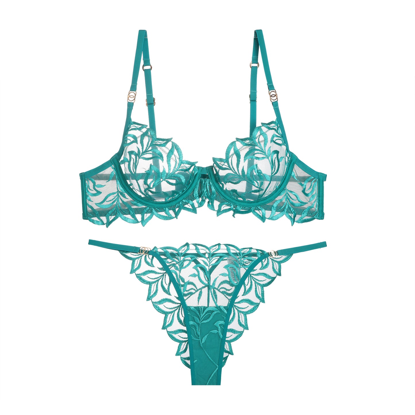 Women's Classic Embroidery Two Suit Underwear Fishbone Bras