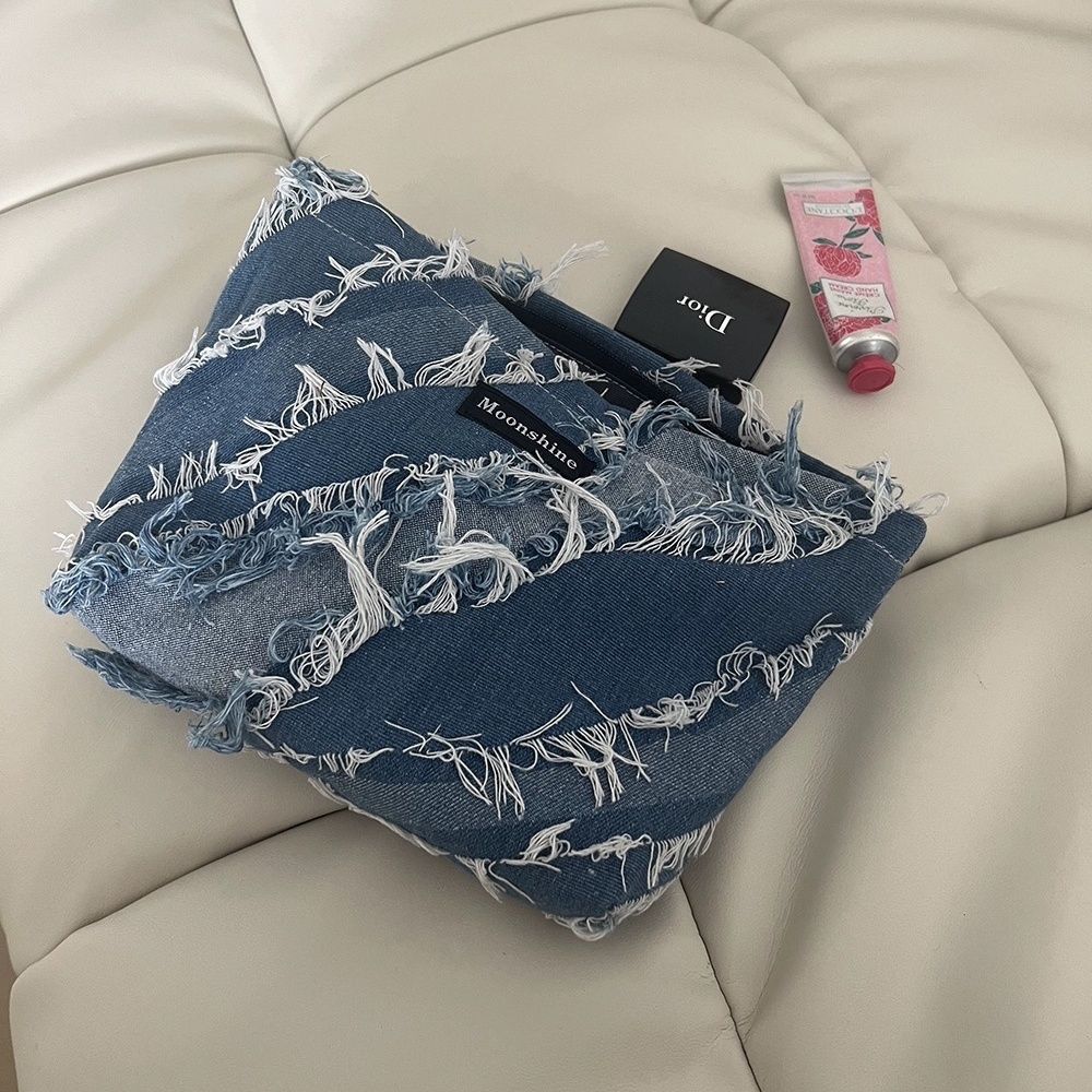 High Sense Denim Tassel Large Capacity Storage Handbags