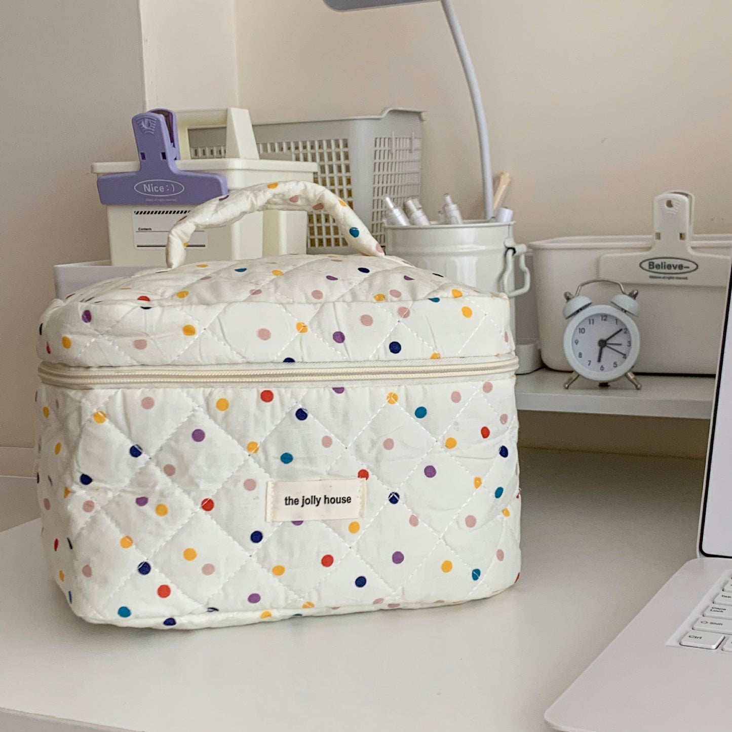 Polka Dot Storage Cotton Female Portable Cosmetic Bags