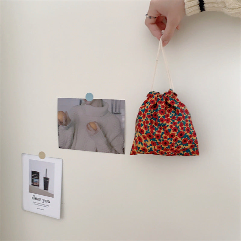 Drawstring Pocket Cute Cloth Female Organizing Bags