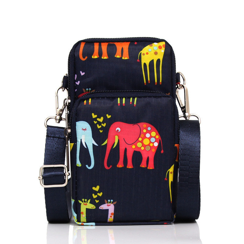Korean Style Printed Nylon Mini Mobile Purses