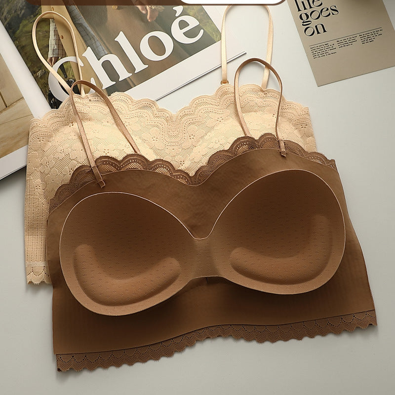 Women's One-piece Seamless Back Shaping Lace Sling Bras