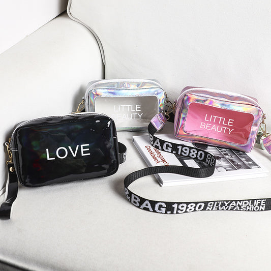 Women's Colorful Transparent Silk Screen Ribbon Cell Crossbody Bags
