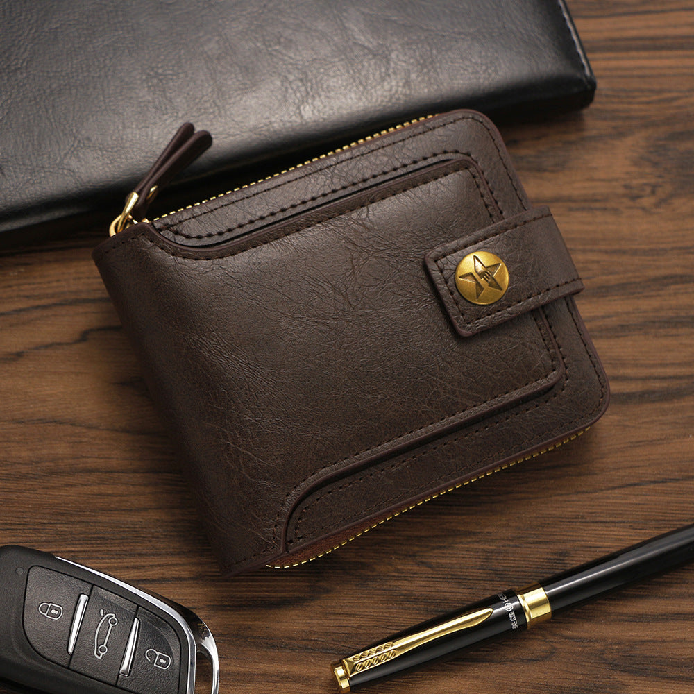 Men's High-grade Retro Zipper Change Storage Hot Men's Wallets