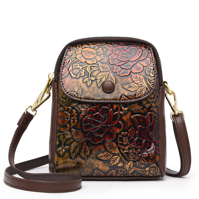 Women's Autumn Fashion Mobile National Style Literary Vertical Phone Bags