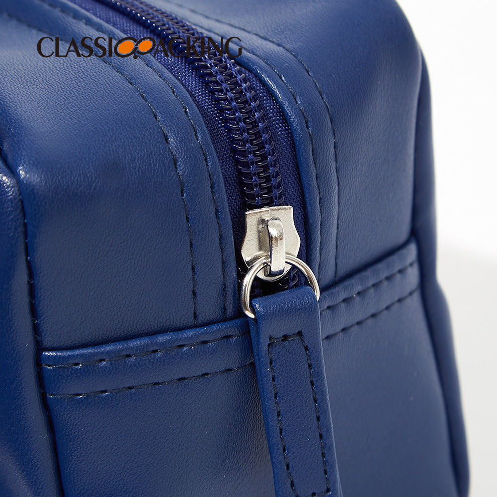 Women's & Men's & Solid Color Wash Leather Waterproof Cosmetic Bags