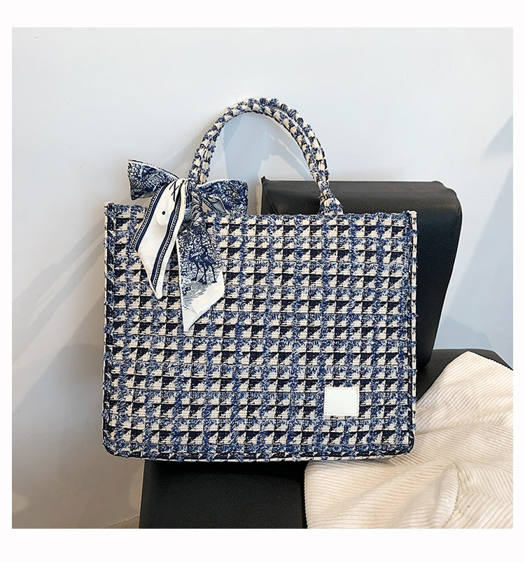 Plaid Female Class Commuter Canvas Large Capacity Women's Shoulder Bag