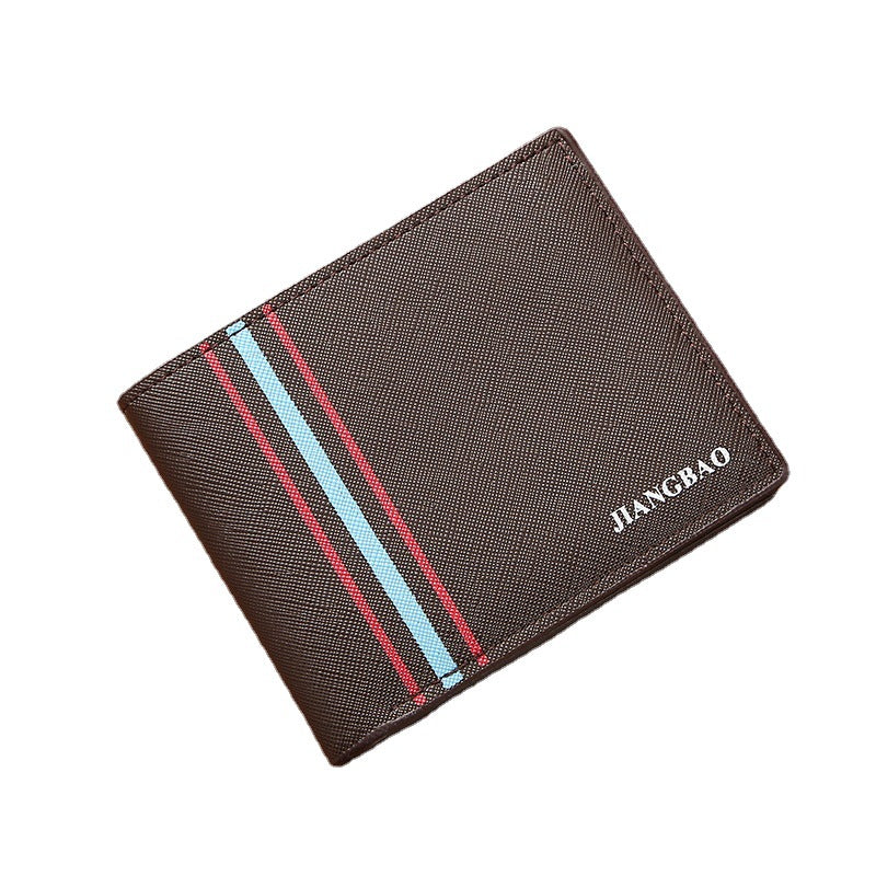 Men's Short Chic Thin Multiple Slots Cross Pattern Horizontal Men's Wallets