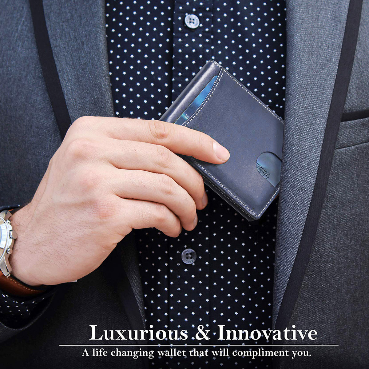 Men's Solid Color Certificate Beauty Gold Clip Business Genuine Men's Wallet