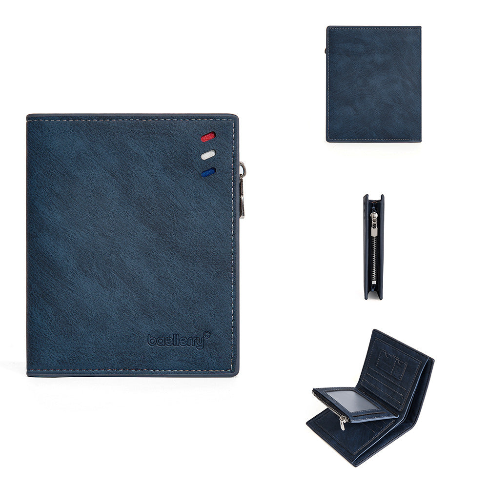 Men's Short Business Multiple Slots Zipper Horizontal Men's Wallet