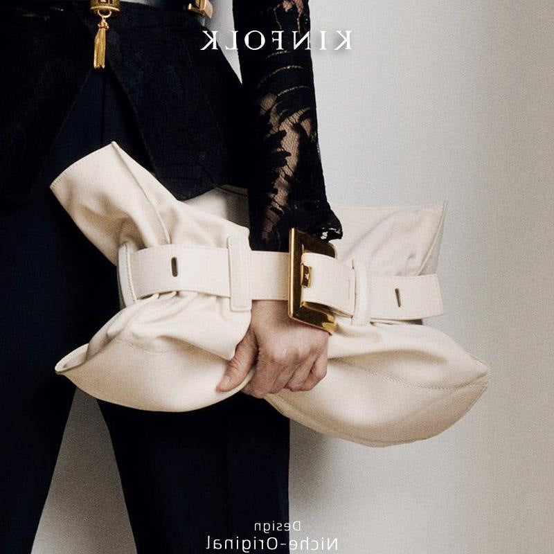 Soft Leather Cloud Crocodile Pattern High Texture Pleated Big Bags